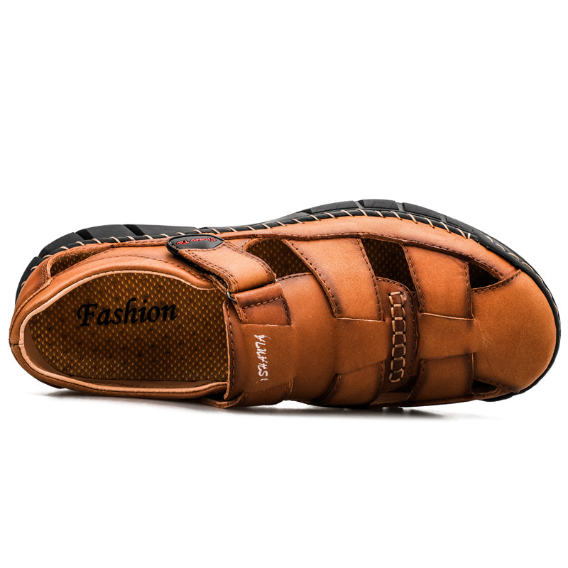 Mens Closed-Toe Leather Athletic Sandals -71712