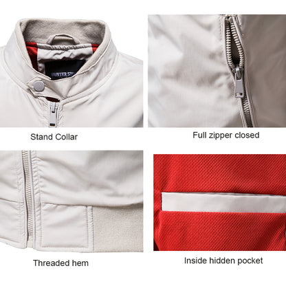 Men's Stand Collar Zip Windbreaker Jacket Casual-8836