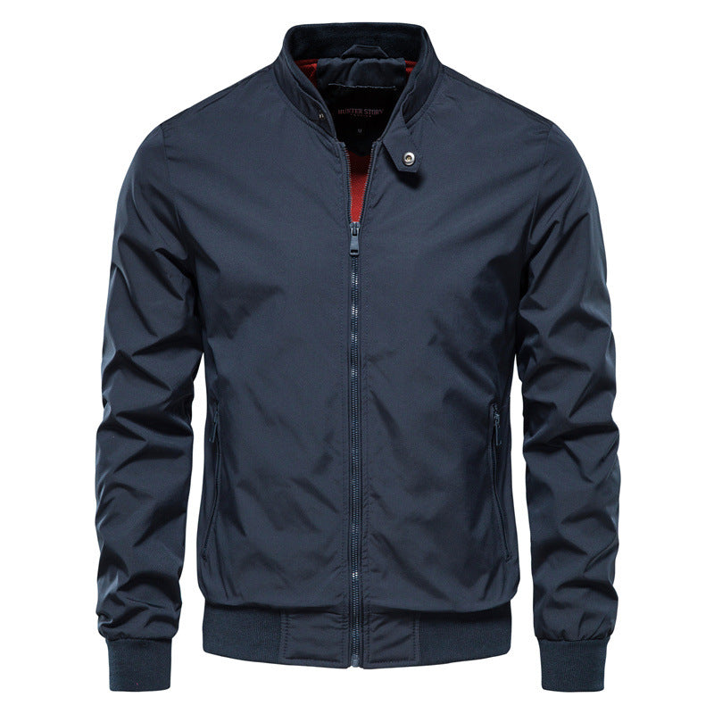 Veste coupe-vent zippée à col montant pour homme Casual-8836