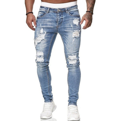 Jean skinny déchiré à jambe fuselée pour homme - 8846