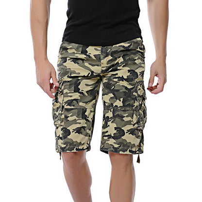 Short cargo militaire en coton camouflage pour homme avec plusieurs poches-956