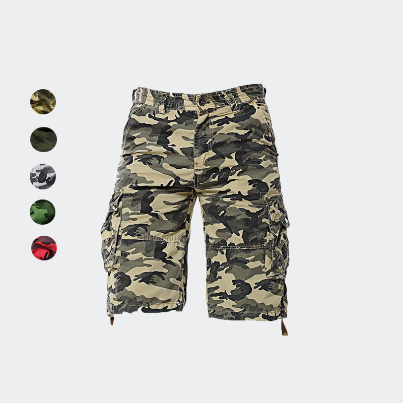 Short cargo militaire en coton camouflage pour homme avec plusieurs poches-956