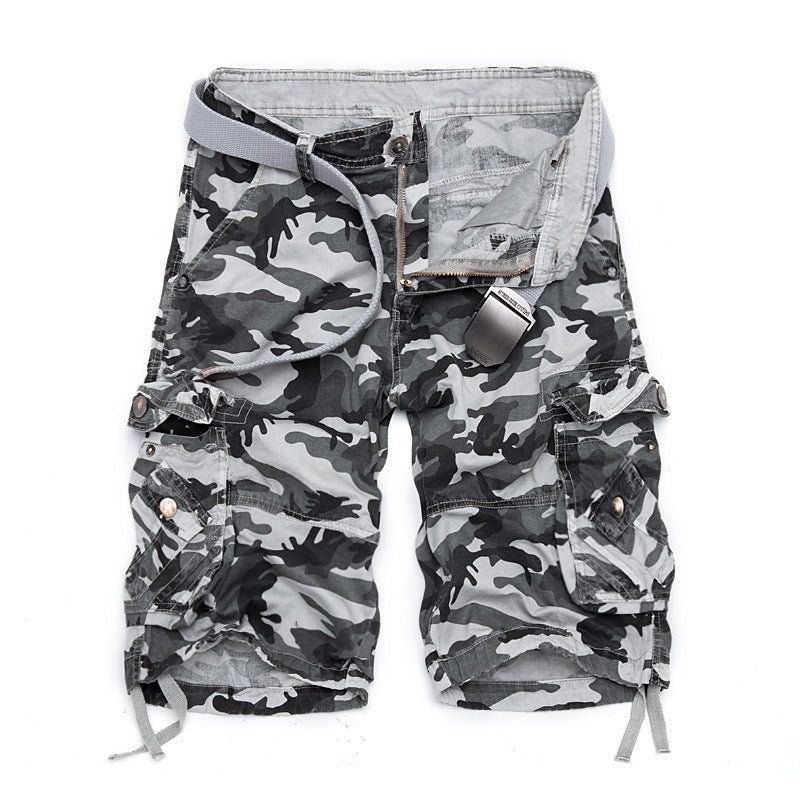 Short cargo militaire en coton camouflage pour homme avec plusieurs poches-956