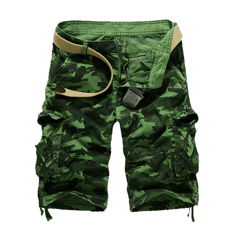 Short cargo militaire en coton camouflage pour homme avec plusieurs poches-956