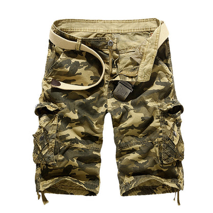 Short cargo militaire en coton camouflage pour homme avec plusieurs poches-956