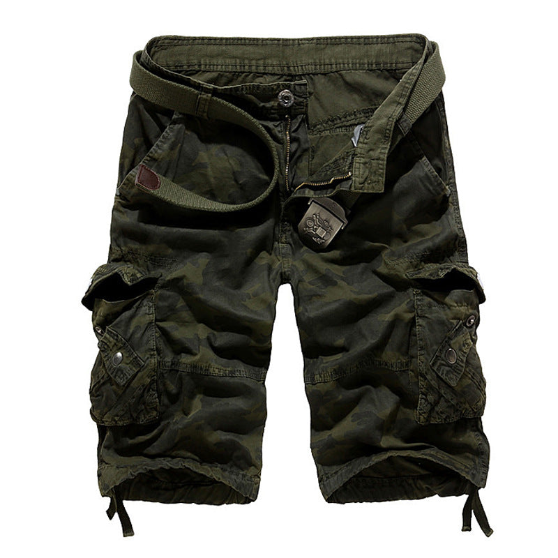 Short cargo militaire en coton camouflage pour homme avec plusieurs poches-956