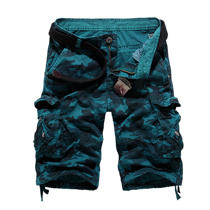 Short cargo militaire en coton camouflage pour homme avec plusieurs poches-956