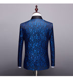 Mens 2 Piece Floral Jacquard Dress Suit Set 1 Button Print Dinner Jacket Pants Spring Autumn | 970