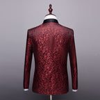 Mens 2 Piece Floral Jacquard Dress Suit Set 1 Button Print Dinner Jacket Pants Spring Autumn | 970