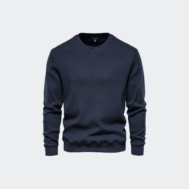 Pull col rond thermique en tricot basique coupe slim décontracté pour homme-98505