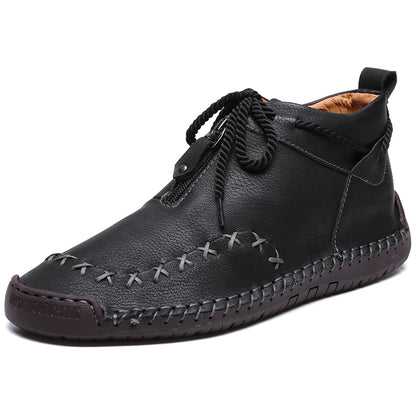 Men Hand Stitching Microfiber Soft Sole Casual Shoes -9909