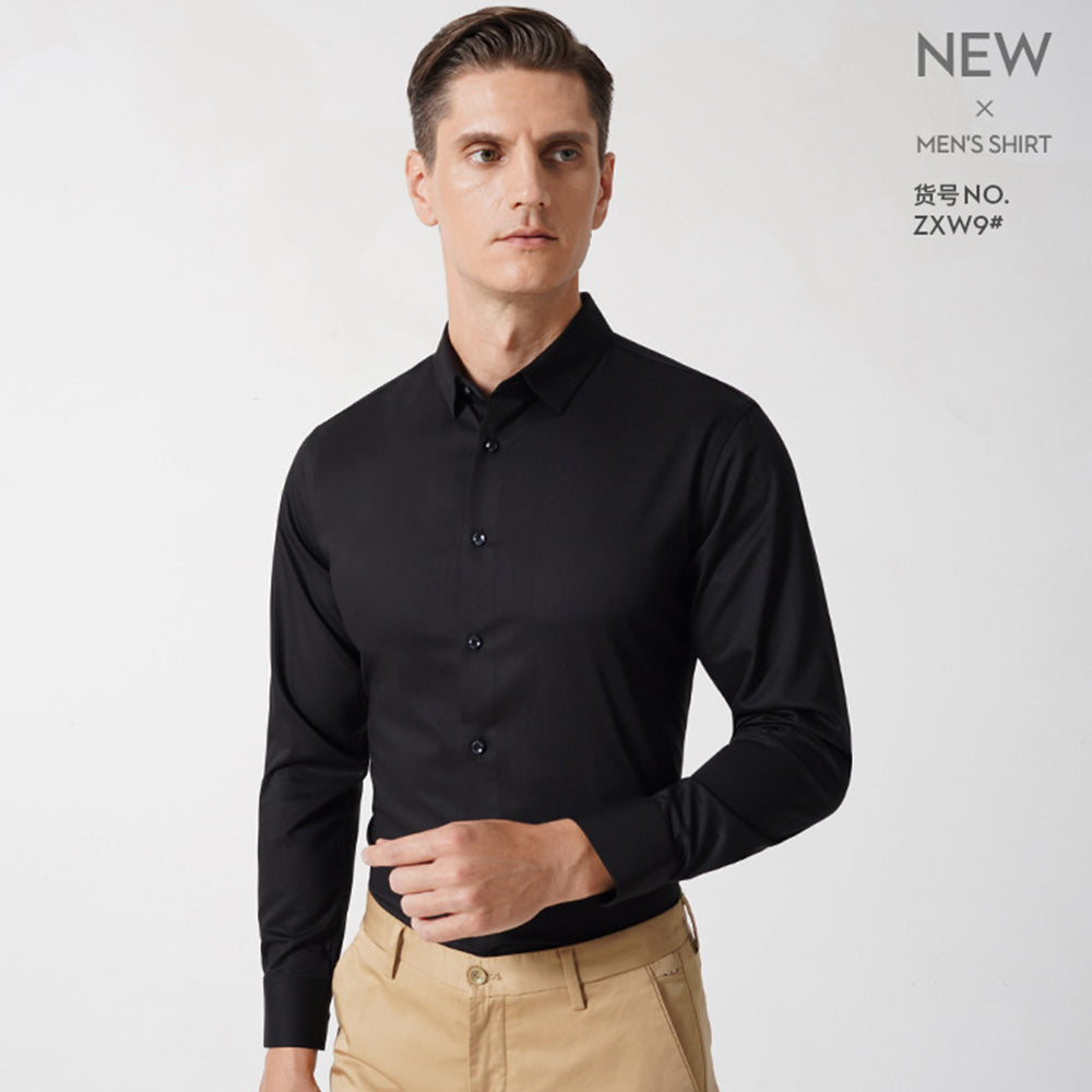 Camicie lunghe con bottoni slim fit in fibra di bambù da uomo primaverili | ZXW1