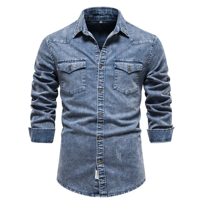 Camicie a maniche lunghe in denim leggero per uomo | 6012