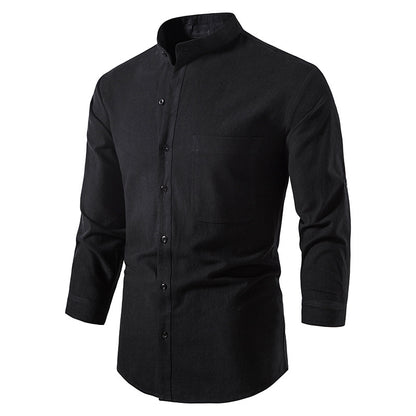 Mens Cotton Linen Shirts Casual Long Sleeve Button Up Shirts Fashion Business Tops with Pocket  | A276