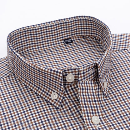 Men Plaid Cotton Casual Regular Fit Long Sleeve Button Down Dress Shirts | C2050