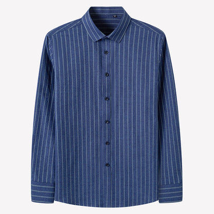 Mens Button Down Shirts Long Sleeve Striped Tops Regular-Fit Dress Shirt | C2060-75