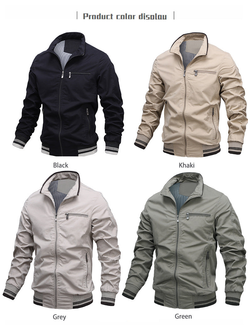 Vestes aviateur pour hommes coupe-vent léger printemps automne manteau actif à fermeture éclair complète vêtements d'extérieur | V01