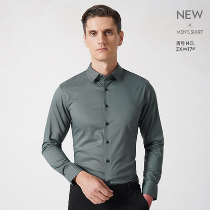 Men's Spring Bamboo Fibre Solid Slim Fit Long Button Up Shirts  | ZXW1