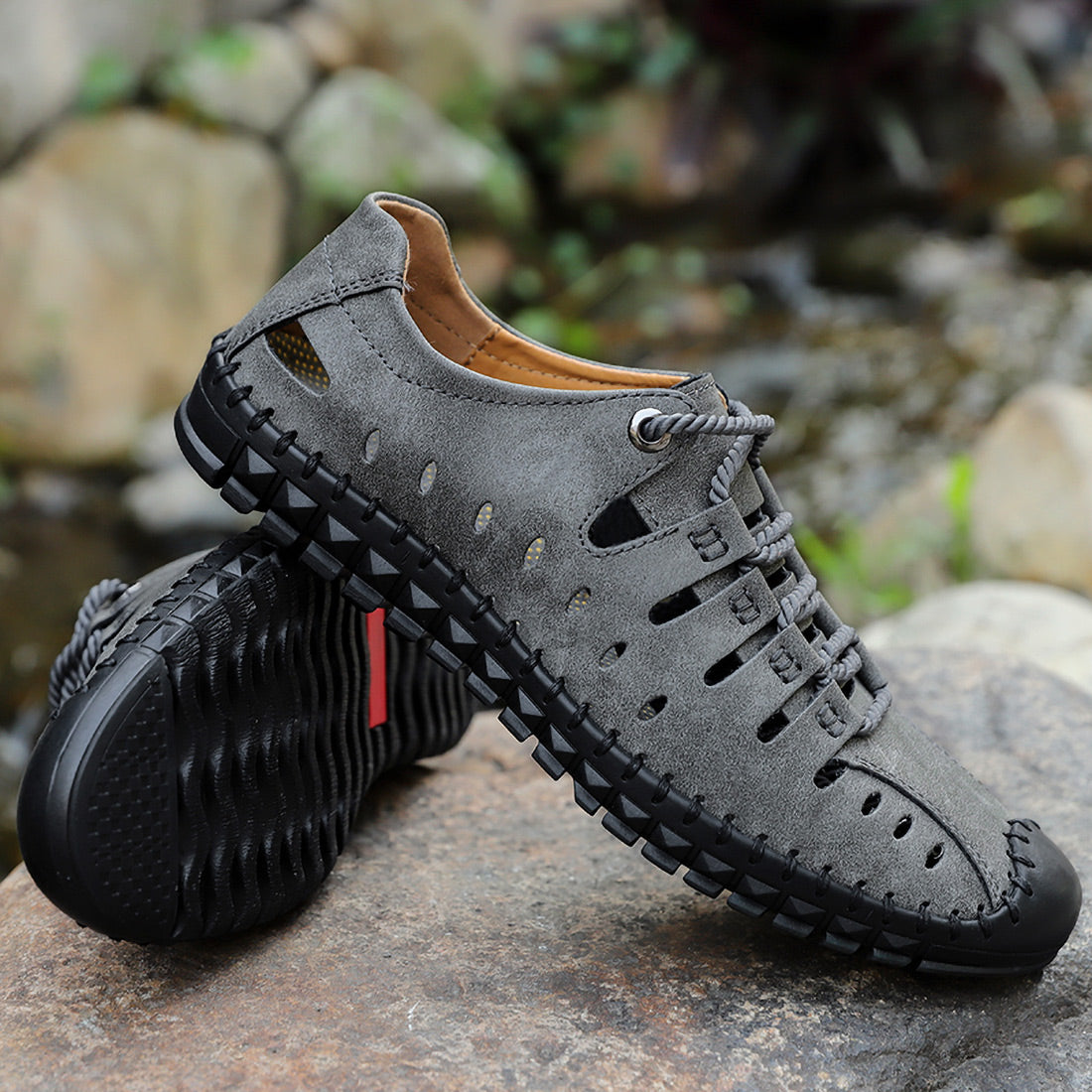 Men's Handmade Leather Casual Breathable Summer Shoes | 8808