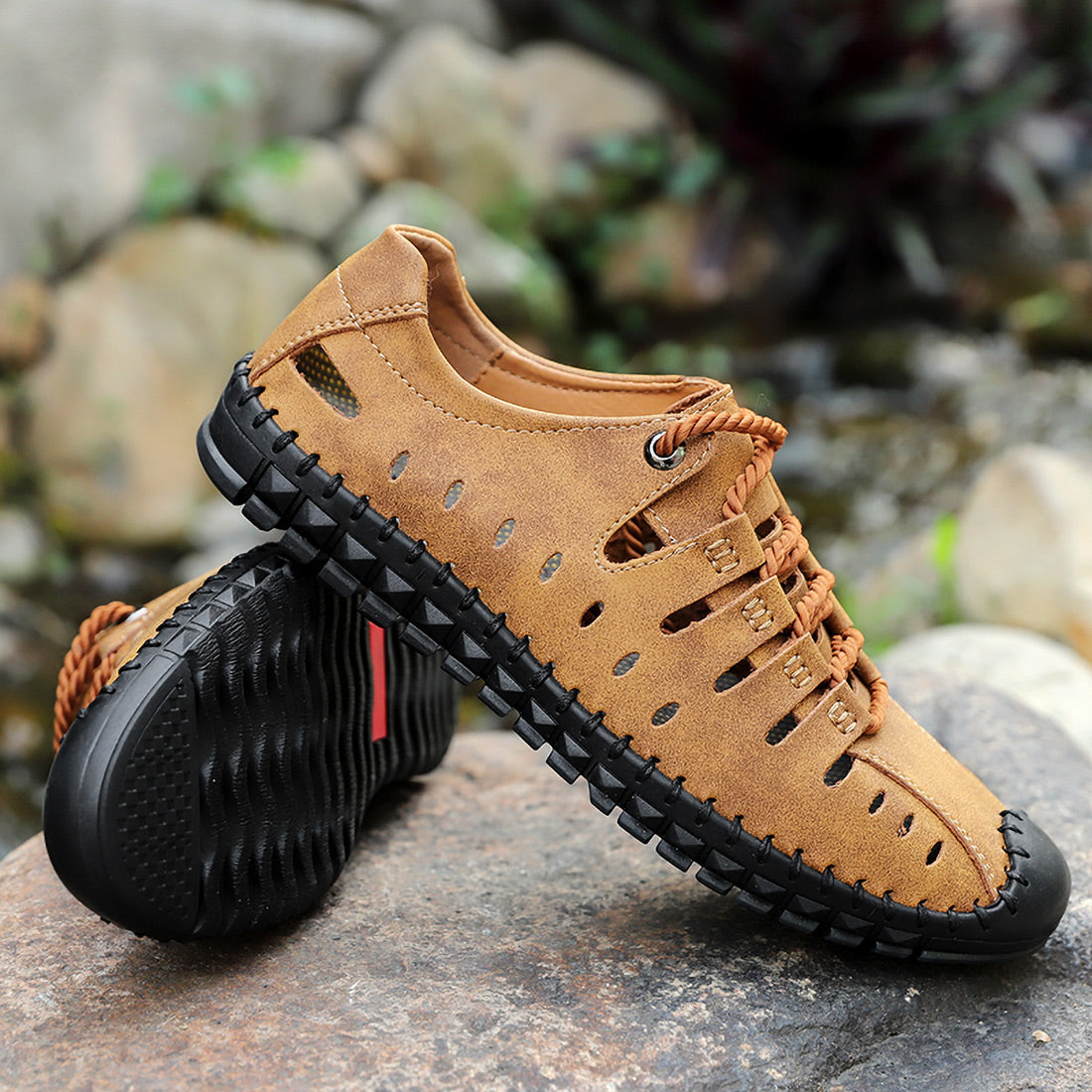 Men's Handmade Leather Casual Breathable Summer Shoes | 8808