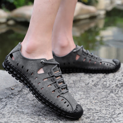 Men's Handmade Leather Casual Breathable Summer Shoes | 8808