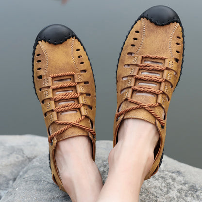 Men's Handmade Leather Casual Breathable Summer Shoes | 8808