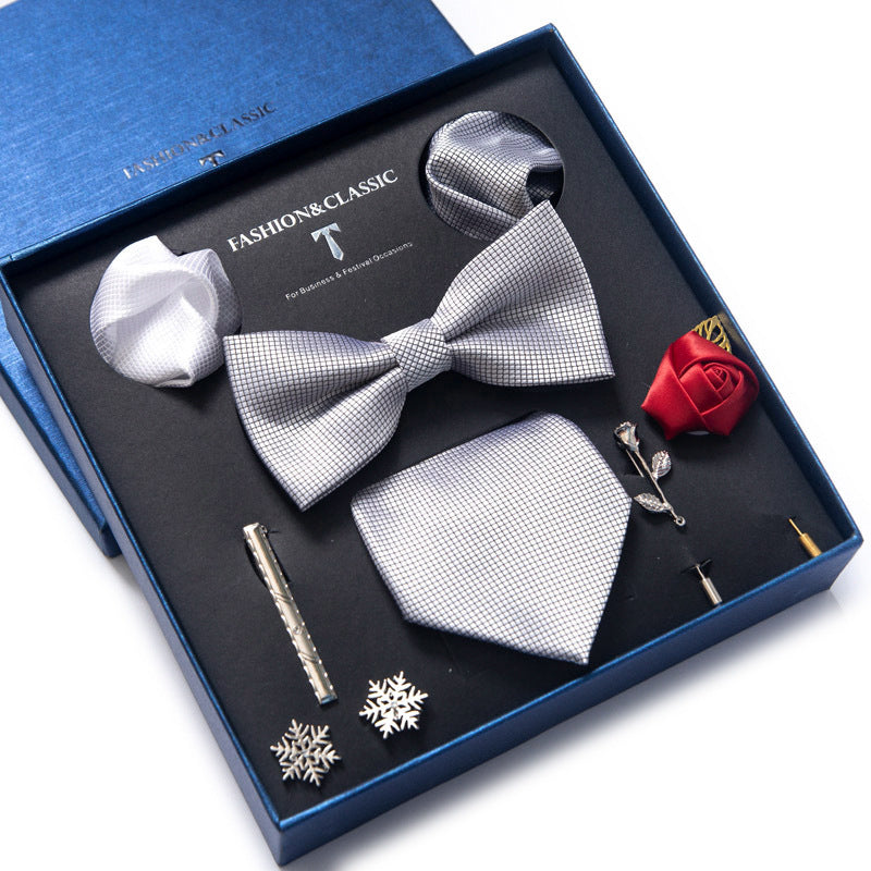 8pcs Tie Set in Gift BOX Necktie, Pocket Square, Lapel , Cuff Links | LB207