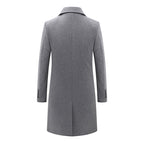 Men's Premium Wool Blend Double Breasted Quilted Long Pea Coat | xz1721