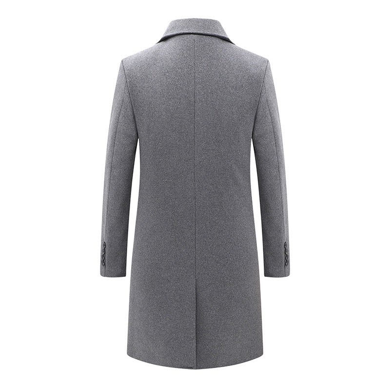 Men's Premium Wool Blend Double Breasted Quilted Long Pea Coat | xz1721