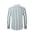 Men's Casual Long Sleeve Button-Down Shirts Striped Dress Shirts | MC255371