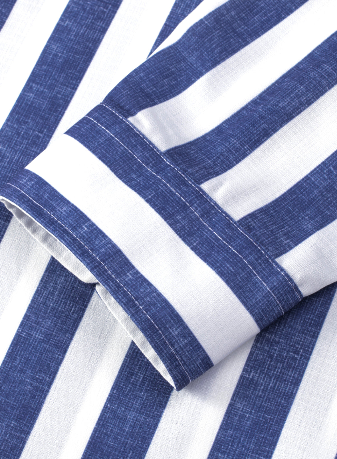 Mens Button Down Long Sleeve Shirts Fashion Cotton Linen Striped Casual Beach Shirt | MC255371-7019 Navy Stripes / M / (Us 40)