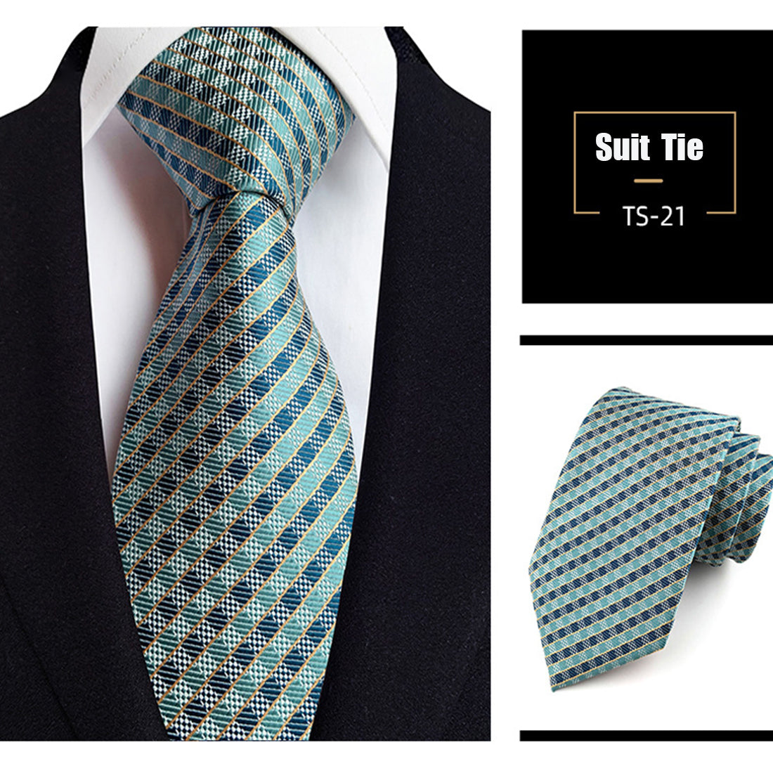 Jacquard Silk Necktie Woven Classic British Style Plaid Neck Ties | TS1-22