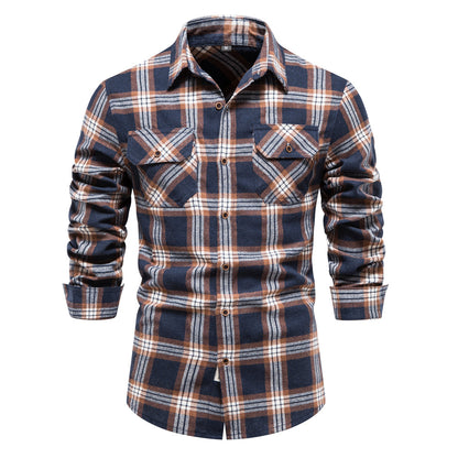 Men's Long Sleeves Collard Checked Shirts | CS80