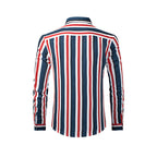 Mens Casual Cotton Striped Long Sleeve Linen Feel Shirts Band Collar Button Down Shirt | +MC255371-4019