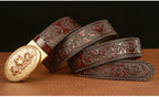 Mens Ratchet Belt,Genuine Leather Belt with Automatic  Wolf Buckle Alloy | TCZD003