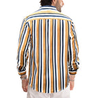 Men's Casual Long Sleeve Button-Down Shirts Striped Dress Shirts | MC255371