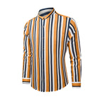 Men's Casual Long Sleeve Button-Down Shirts Striped Dress Shirts | MC255371