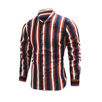 Men's Casual Long Sleeve Button-Down Shirts Striped Dress Shirts | MC255371