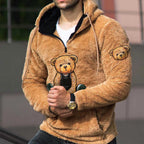 Men's Premium Soft & Warm Hood Jacket Lamb Wool Knit Teddy Bear Hoodie