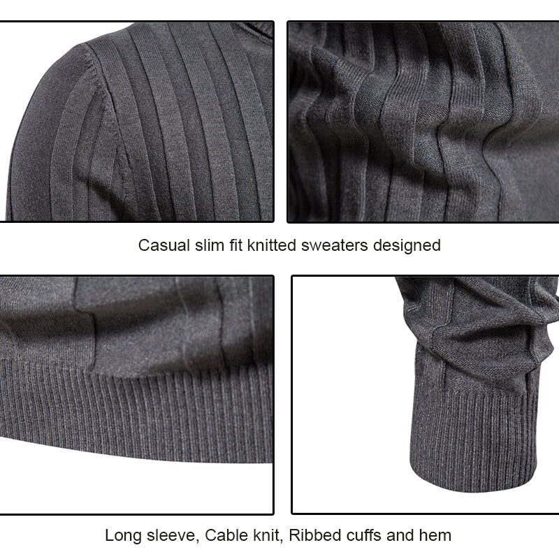 Men's Turtleneck Vertical Stripe Knitted Turtleneck Sweater-SW28