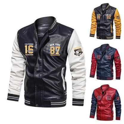 Men's Premium Brand Embroidery Blazer PU Jacket | TK1-1687