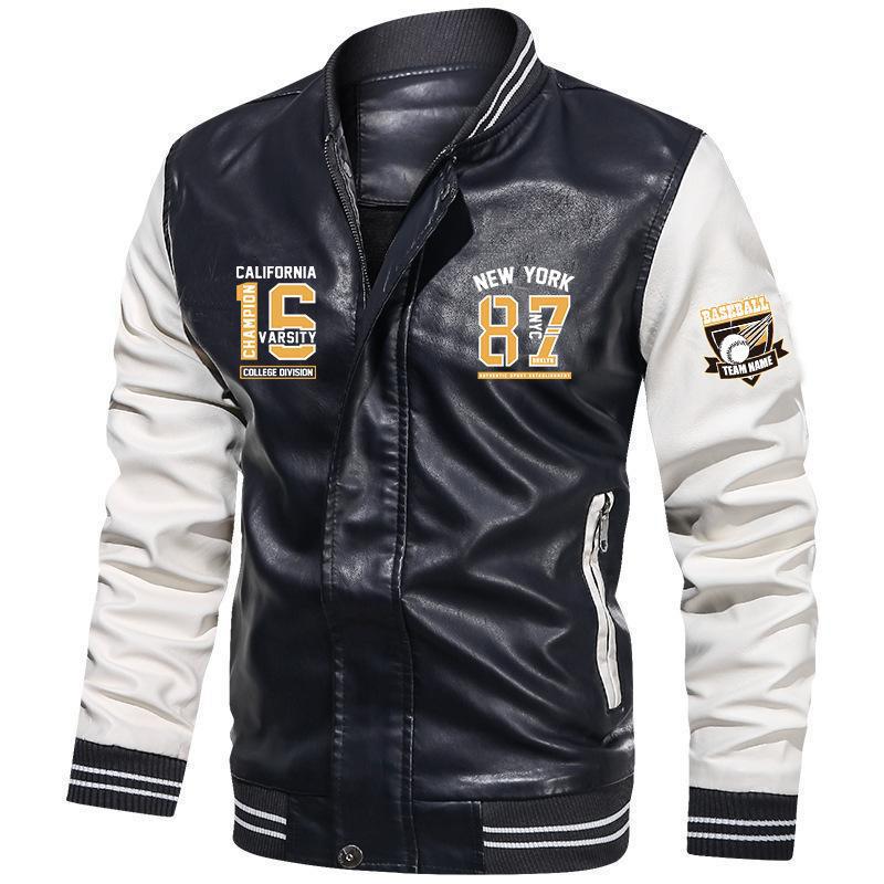 Men's Premium Brand Embroidery Blazer PU Jacket | TK1-1687