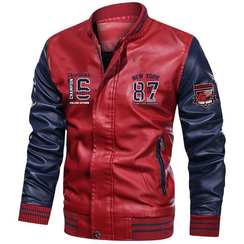 Men's Premium Brand Embroidery Blazer PU Jacket | TK1-1687