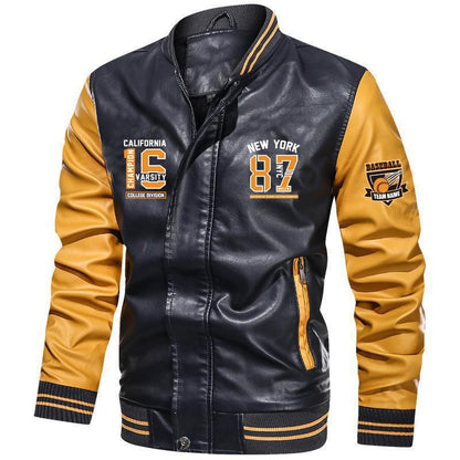 Men's Premium Brand Embroidery Blazer PU Jacket | TK1-1687
