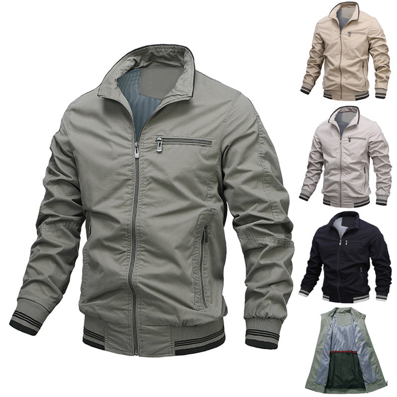 Vestes aviateur pour hommes coupe-vent léger printemps automne manteau actif à fermeture éclair complète vêtements d'extérieur | V01