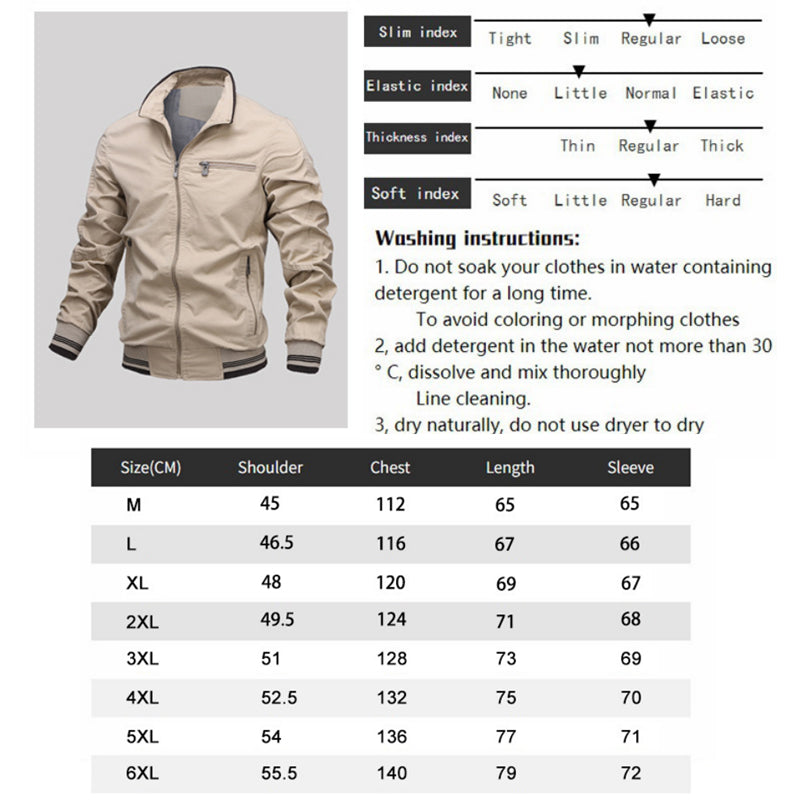 Vestes aviateur pour hommes coupe-vent léger printemps automne manteau actif à fermeture éclair complète vêtements d'extérieur | V01