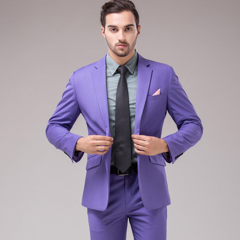 Premium Cotton Blend Gents Suit Smart Fit Suits Work Wedding Casual Business Tuxedo 2 Piece Set