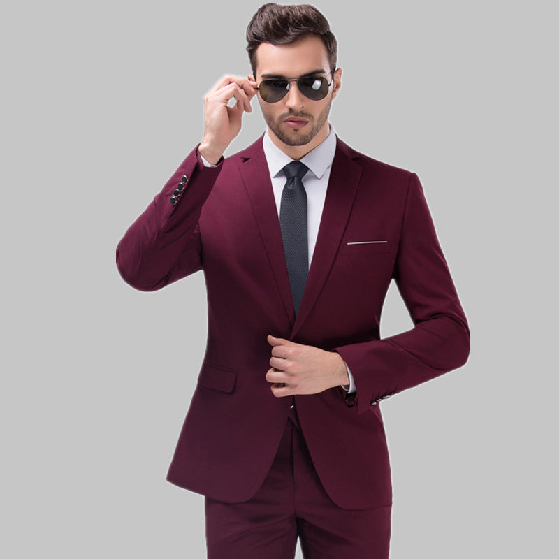 Completo da uomo rosso vino 2 pezzi set slim fit premium smoking - X16