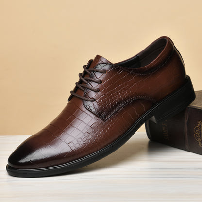 Exotic Men's Genuine Leather Crocodile Print Oxford Shoes-x2108