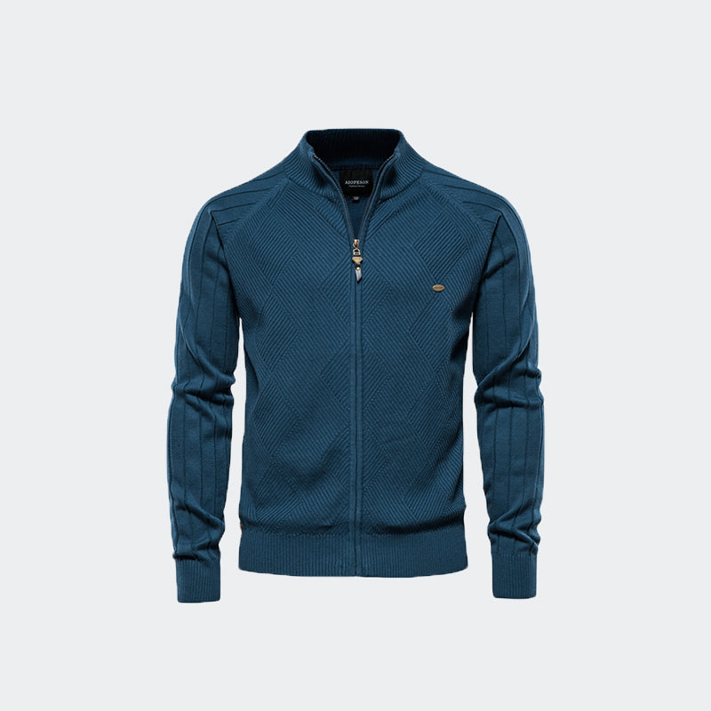 Veste cardigan en tricot pour hommes, nouvelle fermeture éclair de couleur unie-Y159